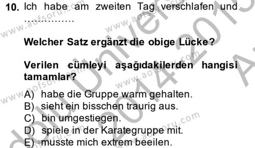 Almanca 2 Dersi Ara Sınavı Deneme Sınav Soruları 10. Soru
