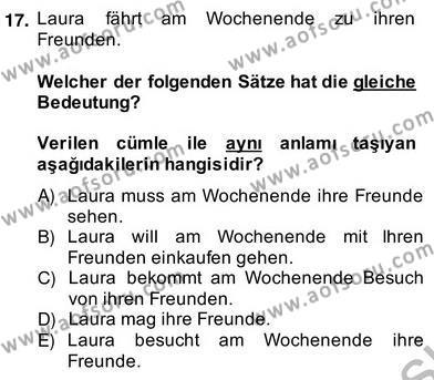 Almanca 2 Dersi Ara Sınavı Deneme Sınav Soruları 17. Soru