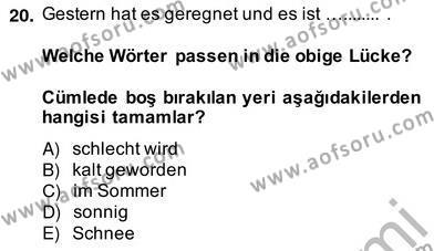 Almanca 2 Dersi Ara Sınavı Deneme Sınav Soruları 20. Soru