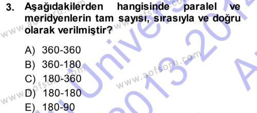 Coğrafi Bilgi Sistemlerine Giriş Dersi 2013 - 2014 Yılı (Vize) Ara Sınav Soruları 3. Soru