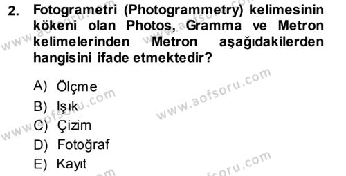 Fotogrametri Dersi 2013 - 2014 Yılı (Vize) Ara Sınav Soruları 2. Soru