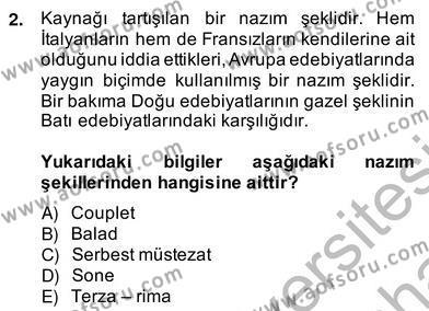 Yeni Türk Edebiyatına Giriş 2 Dersi 2013 - 2014 Yılı (Vize) Ara Sınav Soruları 2. Soru