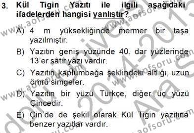 VIII-XIII. Yüzyıllar Türk Edebiyatı Dersi 2014 - 2015 Yılı (Vize) Ara Sınav Soruları 3. Soru