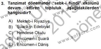 Tanzimat Dönemi Türk Edebiyatı 1 Dersi 2015 - 2016 Yılı (Final) Dönem Sonu Sınav Soruları 3. Soru