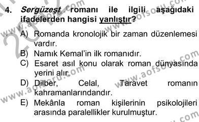 Tanzimat Dönemi Türk Edebiyatı 2 Dersi 2012 - 2013 Yılı (Vize) Ara Sınav Soruları 4. Soru