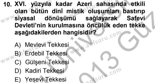 XVI. Yüzyıl Türk Edebiyatı Dersi Ara Sınavı Deneme Sınav Soruları 10. Soru