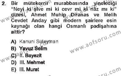 XVI. Yüzyıl Türk Edebiyatı Dersi 2012 - 2013 Yılı Tek Ders Sınav Soruları 2. Soru