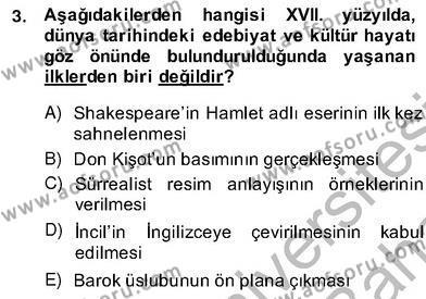 XVII. Yüzyıl Türk Edebiyatı Dersi Ara Sınavı Deneme Sınav Soruları 3. Soru