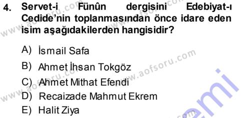 2. Abdülhamit Dönemi Türk Edebiyatı Dersi Ara Sınavı Deneme Sınav Soruları 4. Soru