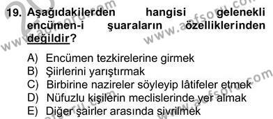 XIX. Yüzyıl Türk Edebiyatı Dersi Ara Sınavı Deneme Sınav Soruları 19. Soru