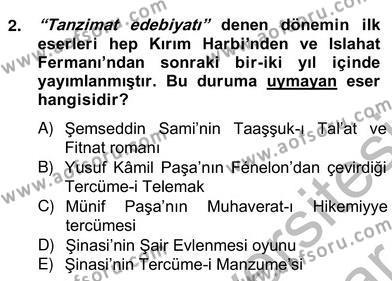 XIX. Yüzyıl Türk Edebiyatı Dersi 2012 - 2013 Yılı (Vize) Ara Sınav Soruları 2. Soru