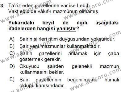 XIX. Yüzyıl Türk Edebiyatı Dersi 2015 - 2016 Yılı (Final) Dönem Sonu Sınav Soruları 3. Soru