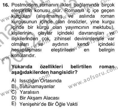 Çağdaş Türk Romanı Dersi Ara Sınavı Deneme Sınav Soruları 16. Soru