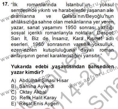 Çağdaş Türk Romanı Dersi Ara Sınavı Deneme Sınav Soruları 17. Soru