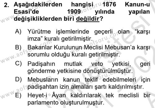 Türk Anayasa Hukuku Dersi 2021 - 2022 Yılı (Vize) Ara Sınav Soruları 2. Soru