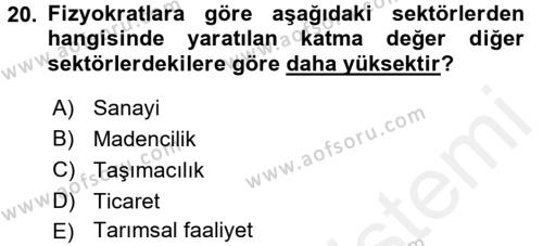 Türkiye Ekonomisi Dersi Ara Sınavı Deneme Sınav Soruları 20. Soru