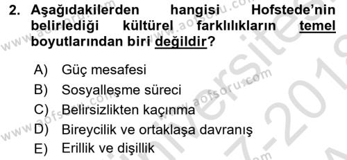 Kurum Kültürü Dersi 2017 - 2018 Yılı (Vize) Ara Sınav Soruları 2. Soru