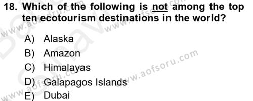 Turizm İçin İngilizce 2 Dersi Ara Sınavı Deneme Sınav Soruları 18. Soru