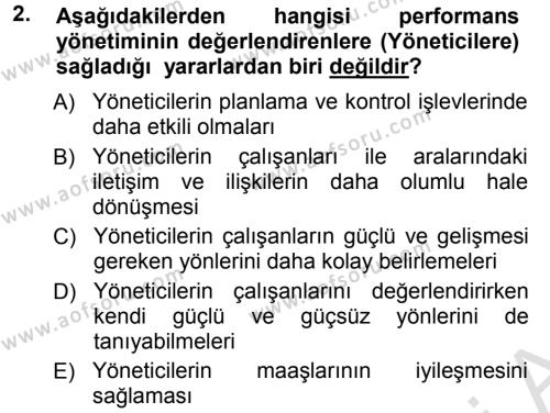Performans ve Kariyer Yönetimi Dersi 2013 - 2014 Yılı Tek Ders Sınav Soruları 2. Soru