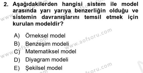 Lojistik Planlama Ve Modelleme Dersi 2018 - 2019 Yılı (Vize) Ara Sınav Soruları 2. Soru
