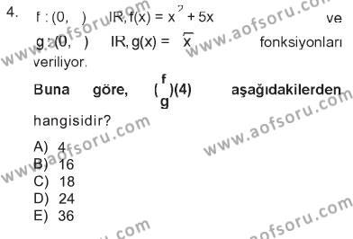 Matematik 1 Dersi 2012 - 2013 Yılı Tek Ders Sınav Soruları 4. Soru