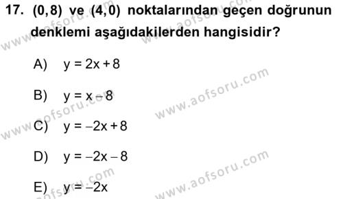 Matematik 1 Dersi Ara Sınavı Deneme Sınav Soruları 17. Soru