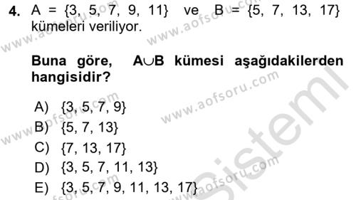 Matematik 1 Dersi Ara Sınavı Deneme Sınav Soruları 4. Soru