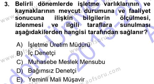 AÖF Genel Muhasebe 1 Dersi 2015 - 2016 Yılı (Vize) Ara Sınavı - AÖF Soru