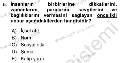 AÖF Psikoloji Dersi 2021 - 2022 Yılı (Final) Dönem Sonu Sınavı - AÖF Soru