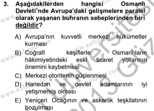 Atatürk İlkeleri Ve İnkılap Tarihi 1 Dersi 2012 - 2013 Yılı (Vize) Ara Sınav Soruları 3. Soru