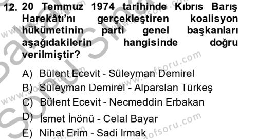 AÖF Atatürk İlkeleri Ve İnkılap Tarihi 2 Dersi 2013 - 2014 Yılı Dönem