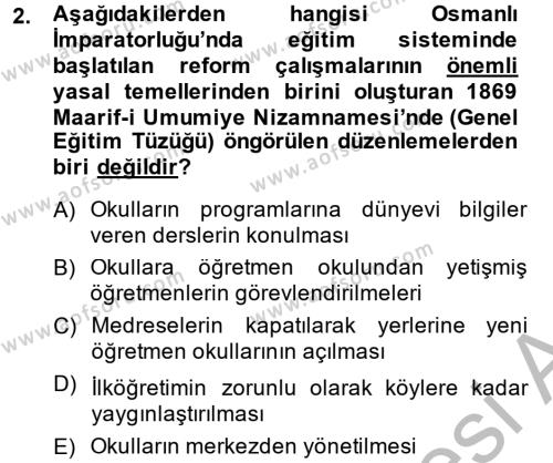Türk Eğitim Tarihi Dersi 2013 - 2014 Yılı (Vize) Ara Sınav Soruları 2. Soru