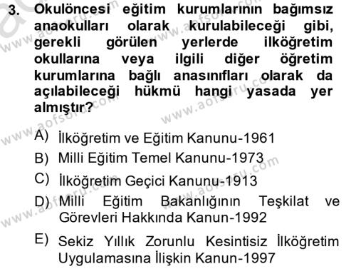 Türk Eğitim Tarihi Dersi 2013 - 2014 Yılı Tek Ders Sınav Soruları 3. Soru