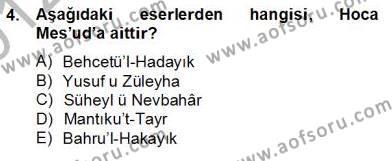 XIV-XV. Yüzyıllar Türk Dili Dersi 2012 - 2013 Yılı (Final) Dönem Sonu Sınav Soruları 4. Soru