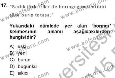 Çağdaş Türk Yazı Dilleri 2 Dersi Ara Sınavı Deneme Sınav Soruları 17. Soru