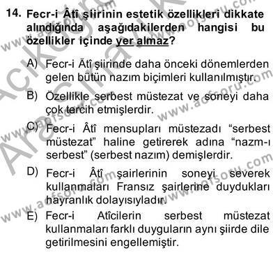 2. Meşrutiyet Dönemi Türk Edebiyatı Dersi Ara Sınavı Deneme Sınav Soruları 14. Soru