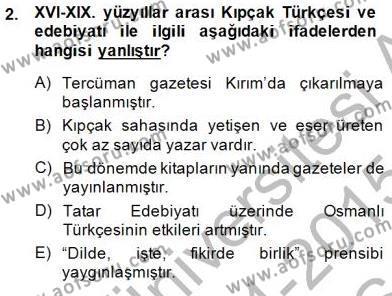 XVI-XIX. Yüzyıllar Türk Dili Dersi 2014 - 2015 Yılı (Vize) Ara Sınav Soruları 2. Soru