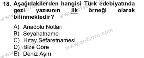 Türk Dili 2 Dersi Ara Sınavı Deneme Sınav Soruları 18. Soru