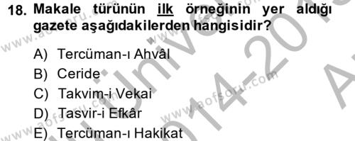 Türk Dili 2 Dersi Ara Sınavı Deneme Sınav Soruları 18. Soru