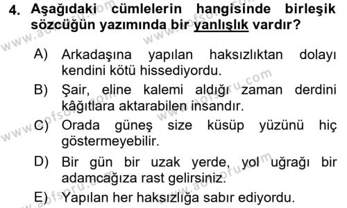 Türk Dili 2 Dersi 2016 - 2017 Yılı 3 Ders Sınav Soruları 4. Soru