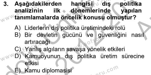 Diş Politika Analizi Dersi 2012 - 2013 Yılı (Vize) Ara Sınav Soruları 3. Soru