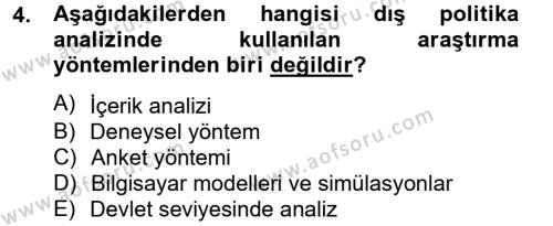Diş Politika Analizi Dersi 2012 - 2013 Yılı (Vize) Ara Sınav Soruları 4. Soru