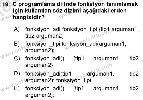 AÖF Bilgisayar Ve Programlamaya Giriş Dersi 2022 - 2023 Yılı Dönem Sonu ...