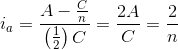 i_{a}=frac{A-frac{C}{n}}{left ( frac{1}{2} right )C}=frac{2A}{C}=frac{2}{n}