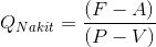 Q_{Nakit}= frac{(F-A)}{(P-V)}