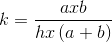 k=frac{axb}{hxleft ( a+b right )}